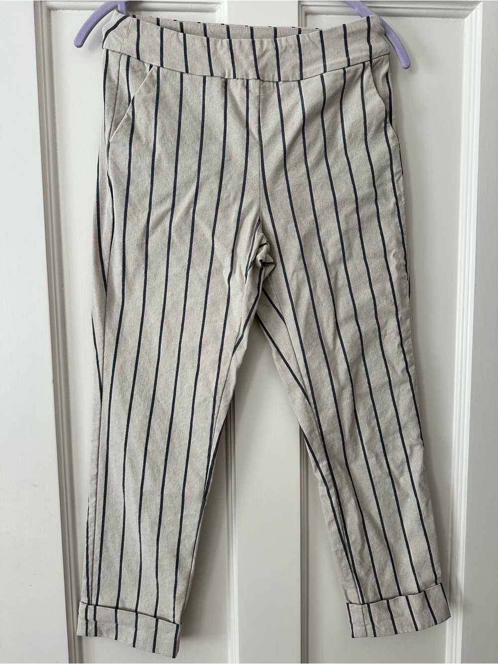 Tribal Beige and Black Pinstripe Women’s Pants 6